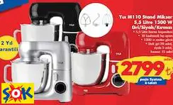 YUİ M110 STAND MİKSER 5,5 LİTRE 1300 W GRİ/SİYAH/KIRMIZI
